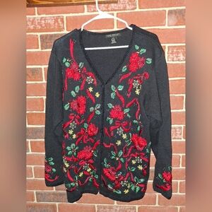 Christmas cardigan Poinsettia Sweater